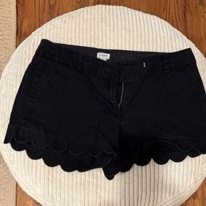 J. Crew Women's High Waist Black Scalloped Shorts